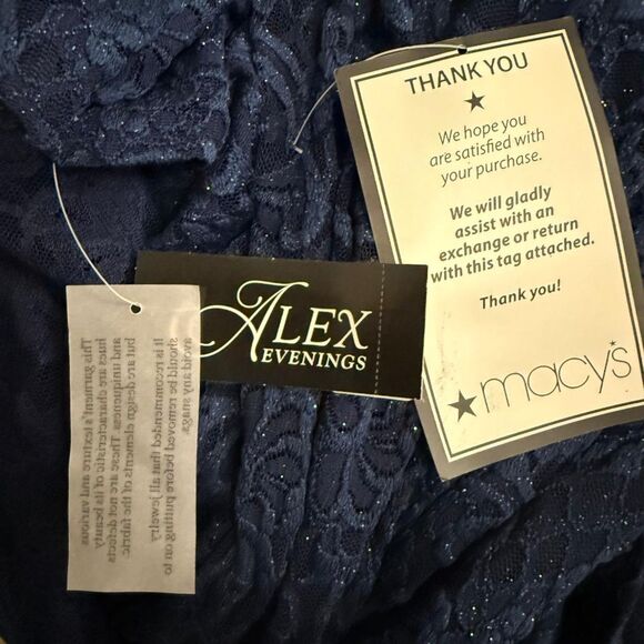 ALEX EVENINGS Scallop Detail Lace Navy Curvy Dress, NEW! Size 20W - Picture 8 of 9